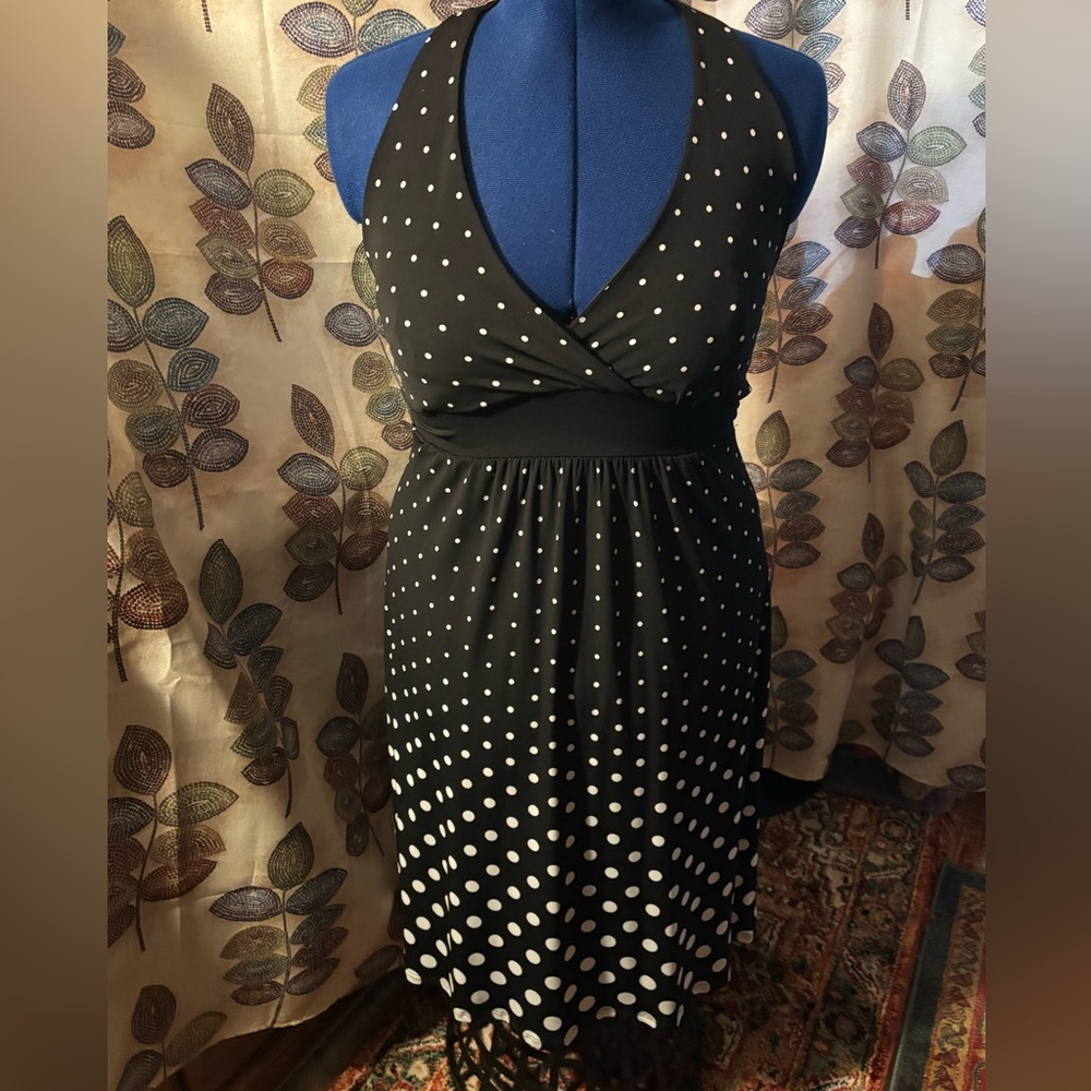 Wet Seal Vintage Black and White Polka Dot Stretchy Backless Dress Size Small